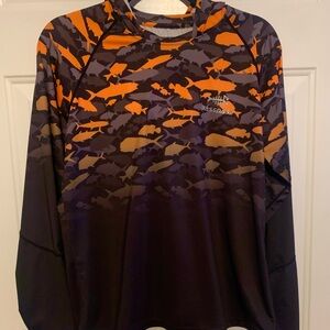 Bassdash Fisherman Camo Performance Long Sleeve - Orange & Black